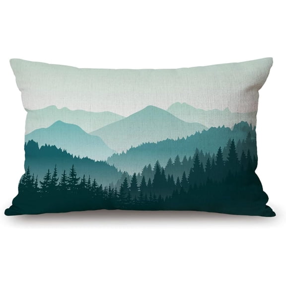 Throw Pillow Cover Beautiful Green Mountain Landscape Decorative Pillow Case Home Decor 20x12 Inches Pillowcase