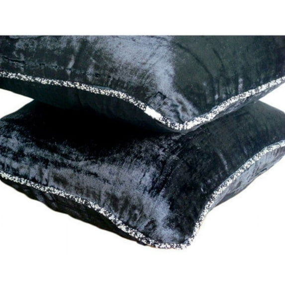 Throw Pillow Cover, Black Decorative Throw Pillows For Couch 16x16 inch (40x40 cm), Velvet Pillowcases, Solid Color, Contemporary Pillow Covers With Zipper - Black Shimmer