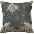thumbnail image 1 of Throw Pillow Cover Black Vintage Paris City of Love Eiffel Tower Chalkboard Tan Antique Decorative Pillow Case Home Decor Square 18 x 18 Inch Pillowcase, 1 of 5