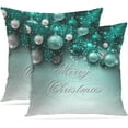 thumbnail image 1 of Throw Pillow Cover Blue Festive Christmas Holiday Teal Green Merry Decorative Pillow Case Home Decor Square 18 x 18 Inch Pillowcase, 1 of 6