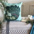 thumbnail image 1 of Throw Pillow Cover, Blue Pillow Cover, Floral Pillow Cover, 12x12 inch (30x30 cm) Pillow Cover, Art Silk Square Pillowcase, Beaded Peacock Throw Pillow, Traditional - Peacock Glam, 1 of 12