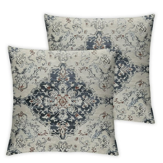 Throw Pillow Cover Blue Taupe and Navy Toile Beige Antiqued FiligreePillowcase Home Decorative Square Pillow Case Cushion Cover