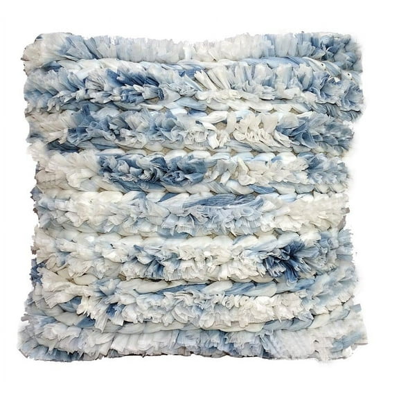 Vibhsa Throw Pillow Cover Blue & White Furry