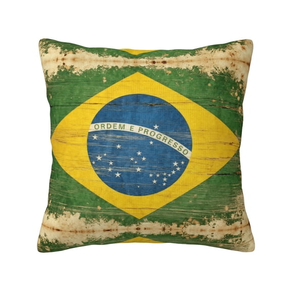 Throw Pillow Cover Brazilian Flag Decorative Print Pillow Case Home Decor For Living Room Sofa Couch 18x18