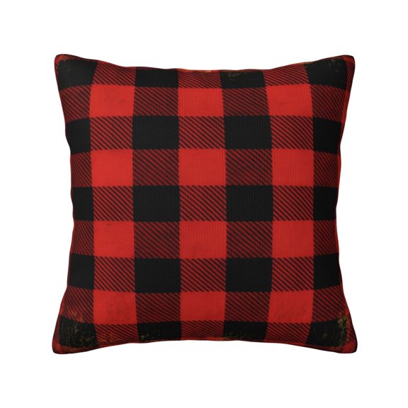Throw Pillow Cover Buffalo Plaid Red Checkered Decorative Print Pillow Case Home Decor For Living Room Sofa Couch 18x18