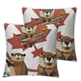 thumbnail image 1 of Throw Pillow Cover Canadian Beaver Holding Canada Flag Cartoon Pancake Maple Syrup Inches Pillowcase Home Decorative Square Pillow Case Cushion Cover, 1 of 7