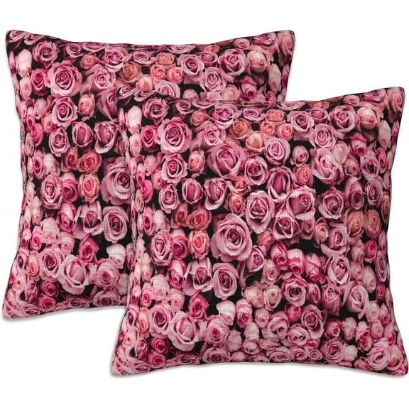 Throw Pillow Cover Case Amazing Roses Pillow Covers 18x18 Inch Set of 2,Soft Decorative Throw Pillow Case for Living Room Bedroom Sofa Couch Cushion Covers