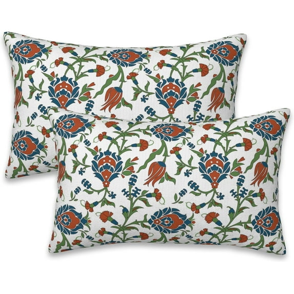 Throw Pillow Cover Case Vintage Floral Pillow Covers 20x12 Inch Set of 2,Soft Decorative Throw Pillow Case for Living Room Bedroom Sofa Couch Cushion Covers