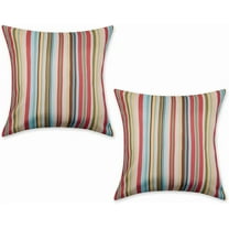 Throw Pillow Cover Collection Outdoor Water Repellent Polyester, Reversible, 18x18, Summer Stripe, 2 Piece