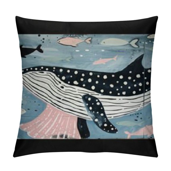 Throw Pillow Cover, Couch Pillow Covers, Holiday Throw Pillow Covers, Abstract Art Whale Shark Cartoon, Pillow Covers Decorative, Pillow Covers