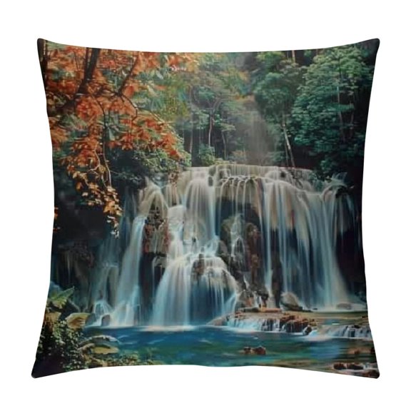 Throw Pillow Cover, Couch Pillows Covers, Holiday Throw Pillow Covers, Autumn Landscape Waterfall Maple, Pillow Covers Decorative, Pillow Covers