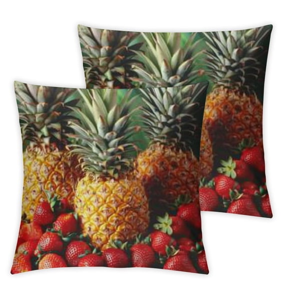 Throw Pillow Cover Cozy Soft Set of Four Seasons Banana Strawberry Pineapple Cushion Cover Modern Square" Decorative Pillowcase with Hidden Zippered for Living Room Bedroom Sofa