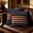 thumbnail image 1 of Throw Pillow Cover, Cushion Case, 18X18 inch Linen with Vintage USA Flag Star Stripe Prints, for Sofa Decor, Living Room Setup, 4th of July Home Arrangement, 1 of 6