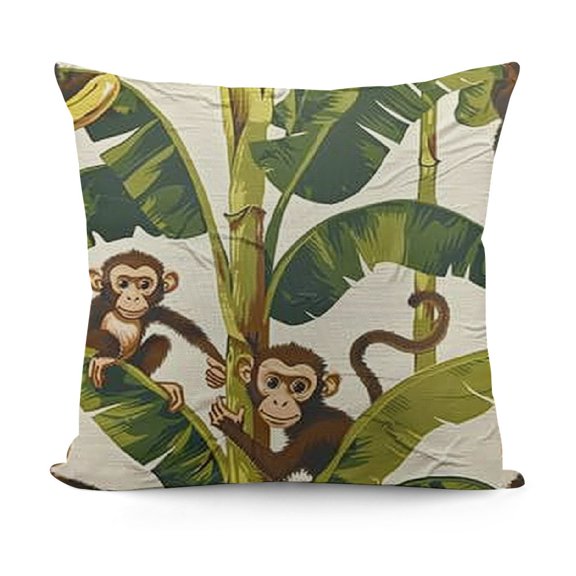 Throw Pillow Cover Cute Cartoon Monkey Trees Home Decor Pillowcase for Sofa