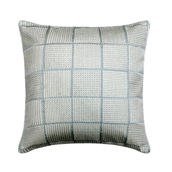 Throw Pillow Cover, Decorative Blue 12"x12" (30x30 cm) Pillow Covers, Jacquard Silk Embroidered Throw Pillow Covers, Chevron Pattern Contemporary Style - Chevron Sky