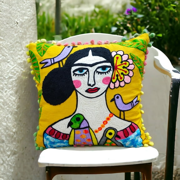 Throw Pillow Cover Decorative Cushion Case 16X16 Mexican Artist Cushion Case Outdoor Cushion Case Classic Cushion Case (Set of 2)