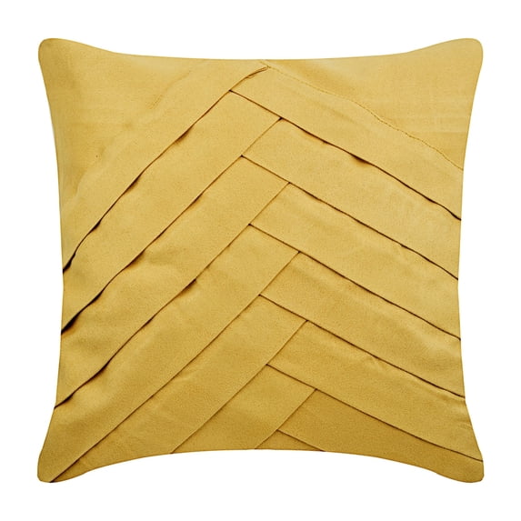 Throw Pillow Cover, Decorative Dull Gold 22"x22" (55x55 cm) Couch Pillow Cases, Suede Pintucks, Textured Zippered Pillow Covers, Striped Pattern Contemporary - Gold No Limits No Lines