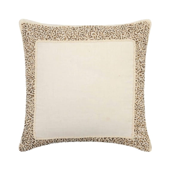 Throw Pillow Cover, Decorative Pillow Covers 22x22 inch (55x55 cm) Ivory, Cotton Throw Pillow Covers, Handmade Pillow Covers, Pillowcase With Bordered, Traditional - Pearl Glitter