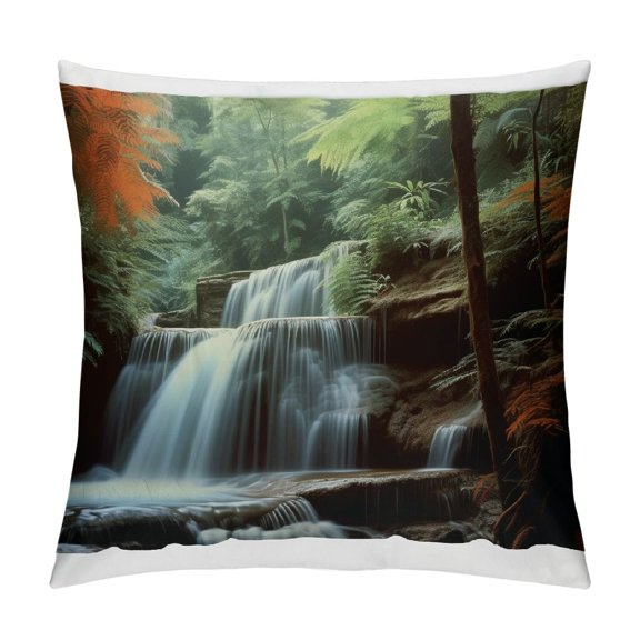 Throw Pillow Cover, Decorative Pillow Covers, Throw Pillow Case, Autumn Landscape Waterfall Maple, Pillow Covers Decorative, Pillow Cover
