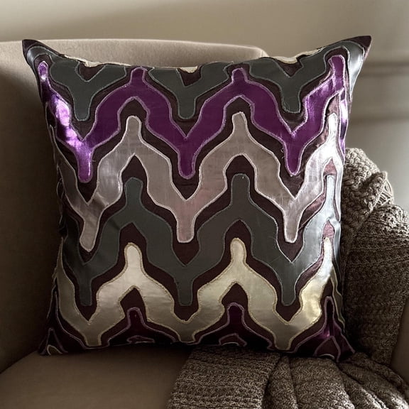 Throw Pillow Cover, Decorative Purple Designer Pillow Covers For Couch 16x16 inch (40x40 cm), Faux Leather Pillow Covers, Abstract, Modern Toss Pillow Covers - Purple Lava