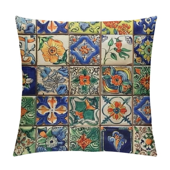 Throw Pillow Cover Flower Blue Cushion Case Home Decor Square Inches Pillowcase ( )