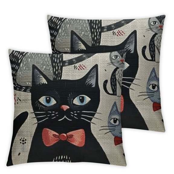Throw Pillow Cover Funny Cats and Milk Bottle Decorative Pillow Cases Home Decor Square Pillowcases