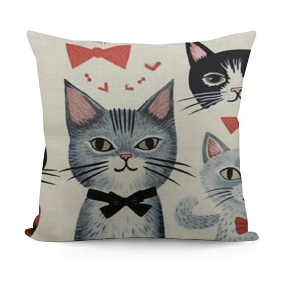 Throw Pillow Cover Funny Cats and Milk Bottle Decorative Pillow Cases Home Decor Square