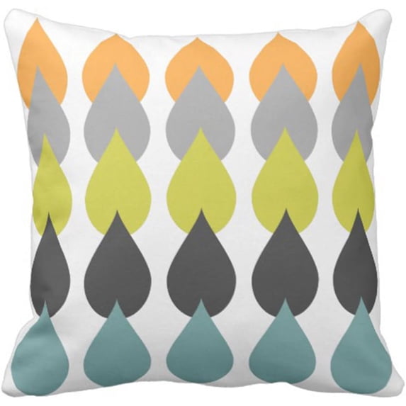 Throw Pillow Cover Green Grey Retro Orange Chartreuse Yellow Gray Mid Decorative Pillow Case Home Decor Square 18 x 18 Inch Pillowcase