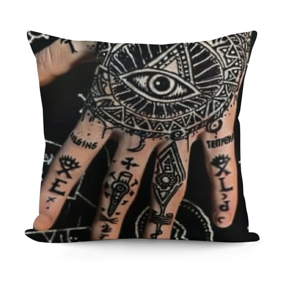 Throw Pillow Cover Hands Pentagram Mystic Symbols Black Life Lines Palms Decorative Pillow Case Home Decor Pillowcase