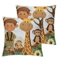 thumbnail image 1 of Throw Pillow Cover Jungle Safari Kids Cute Monkey Turtle Animal Boy Children Inches Pillowcase Home Decorative Square Pillow Case Cushion Cover, 1 of 7