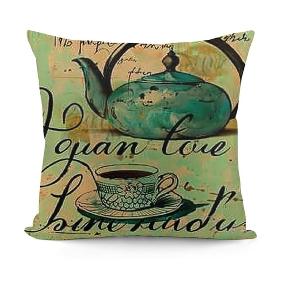 Throw Pillow Cover Label Vintage Teapot It Always Tea Time Pot Beverage Home Decor Pillowcase Cushion Cover for Sofa Couch Bed and Car