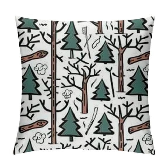 Throw Pillow Cover Logging and Lumberjack Beard Related Thin Line Jack Plane Pillowcase Home Decorative Square Pillow Case Cushion Cover