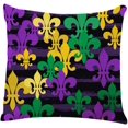 thumbnail image 1 of Throw Pillow Cover Mardi Gras Carnival Fleur De Lis Pattern Home Decor Pillowcase for Sofa 18x18 Inches, 1 of 6