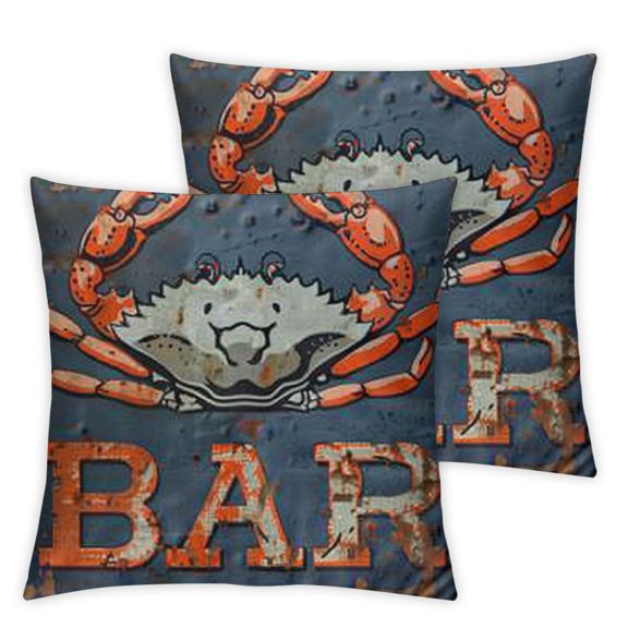 Throw Pillow Cover Nautical Crab Hand Drawn Lettering Sea Theme Animal Pattern Marine Coastal Rectangular Throw Pillow Covers for Couch Sofa Home Decor