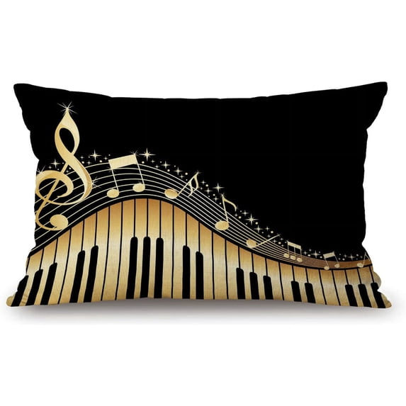 Throw Pillow Cover Old Vintage Abstract Piano and Music Note Decorative Pillow Case Home Decor 20x12 Inches Pillowcase