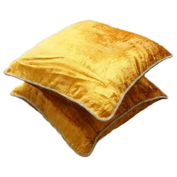 Throw Pillow Cover, Orange Yellow Pillow Covers 16x16 inch (40x40 cm), Velvet Accent Throw&nbsp;Pillows, Solid Color, Contemporary Decorative Pillow Covers - Glorious Flame