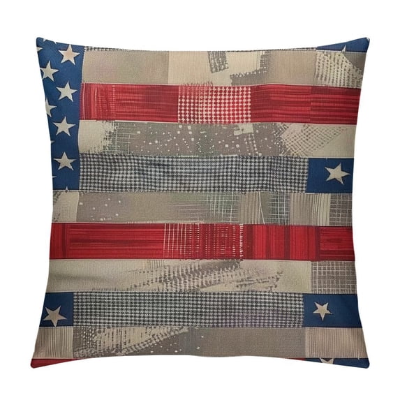 Throw Pillow Cover Patriotic Streaks Parallel American Flag Pattern Pillow Case