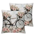 thumbnail image 1 of Throw Pillow Cover Pink Abstract Bicycle Roses Antique Back Basket Beautiful Bike  Pillowcase Home Decorative Square Pillow Case Cushion Cover, 1 of 7