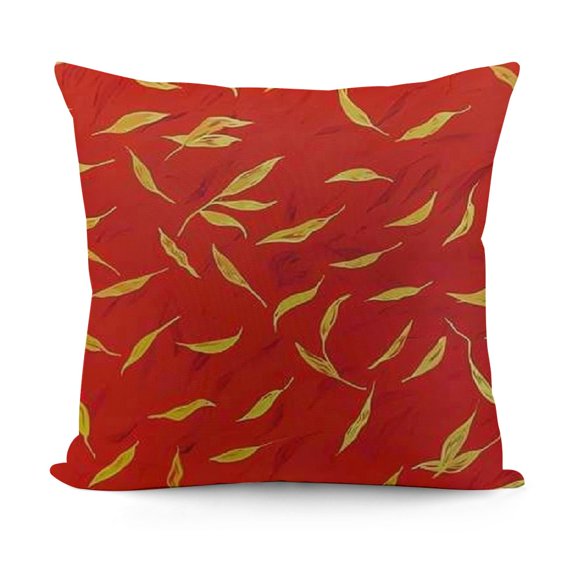 Throw Pillow Cover Red Chinese Japanese Year Pattern Fiber Gold Antique China Home Decor Pillowcase Cushion Cover for Sofa Couch Bed and Car