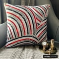 thumbnail image 1 of Throw Pillow Cover, Red Pillow Cases, Pillow Cover, 12x12 inch (30x30 cm) Pillow Cover, Art Silk Square Cushion Cover, Sequins Beaded Pillow, Modern, Abstract - Red N Black Streaks, 1 of 10