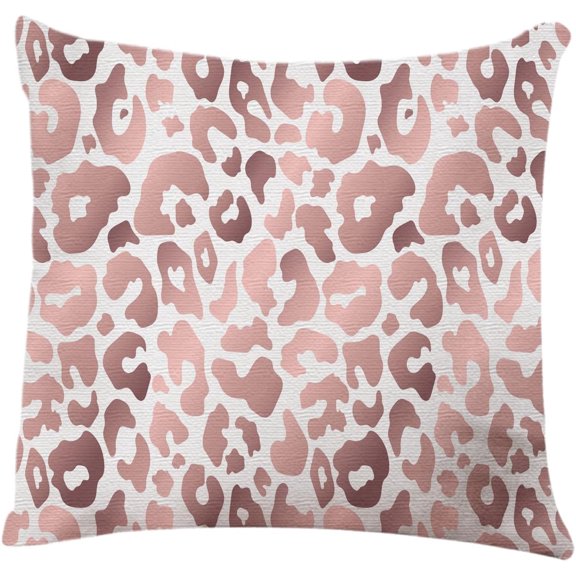 Throw Pillow Cover Rose Gold Leopard Home Decor Pillowcase for Sofa 18x18 Inches