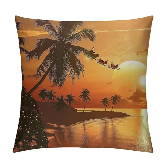 Throw Pillow Cover Santa Ride Claus Rides Past The Full Moon Over Pillowcase Home Decorative Square Pillow Case Cushion Cover