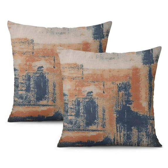 Throw Pillow Cover Set of 2 Decorative Throw Pillow Cover 18x18 Orange Black Grey with White Abstract Art Pillow Covers for Bed Sofa Home Car and Bedroom