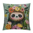 thumbnail image 1 of Throw Pillow Cover Sloth Cute Cartoon Animal Botanical Art Flower Nature Smile Summer Wild Square Pillow Case Cushion Cover for Home Car Decorative Cotton Linen, 1 of 5