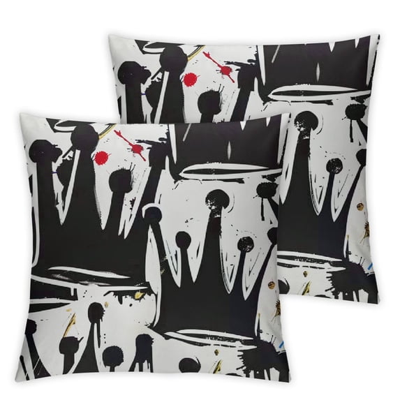 Throw Pillow Cover Tags Black and White Graffiti in Hip Hop Street Pillowcase Home Decorative Square Pillow Case Cushion Cover 1 set of 2 pieces, various sizes