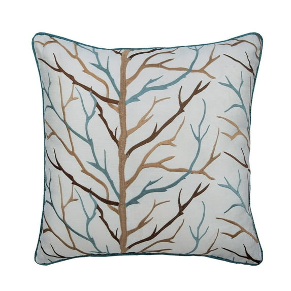 Throw Pillow Cover, Teal Blue Couch Cushion Cover 22 x 22 Pillow Cover Silk Jacquard Embroidered Pillow for Bed, Sofa, Blue Pillow Cover 22x22 inch (55x55 cm) - Winter Love Tree