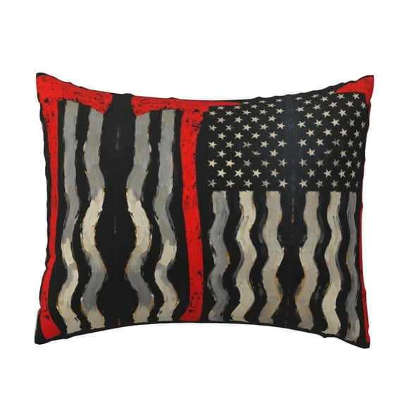 Throw Pillow Cover Thin Red Firefighter Line Axe Flag Decorative Cushion Cover Home Decor For Couch Sofa Chair Bed Living Room 20x26 Inches