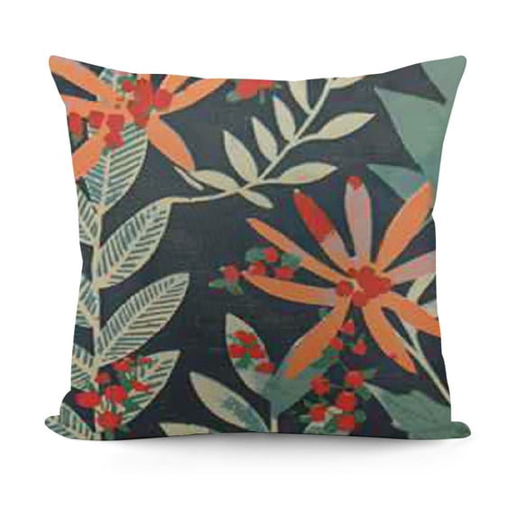 Throw Pillow Cover Traditional Christmas Floral and Fir Branches Square Pillow Case Cushion Cover for Home Car Decorative Linen
