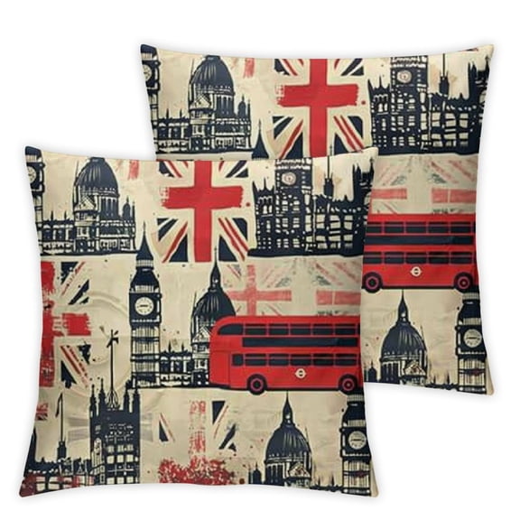 Throw Pillow Cover Union Vintage London Symbols British Jack Pattern Tea Soldier Pillowcase Home Decorative Square Pillow Case Cushion Cover