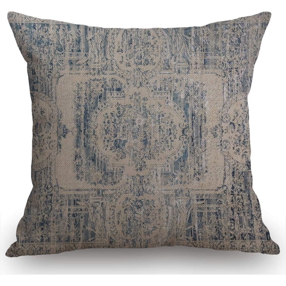 Throw Pillow Cover Vintage Carpet Pattern Antique Grunge Tribal Decorative Pillow Cases Home Decor Square 18x18 Inches Pillowcases